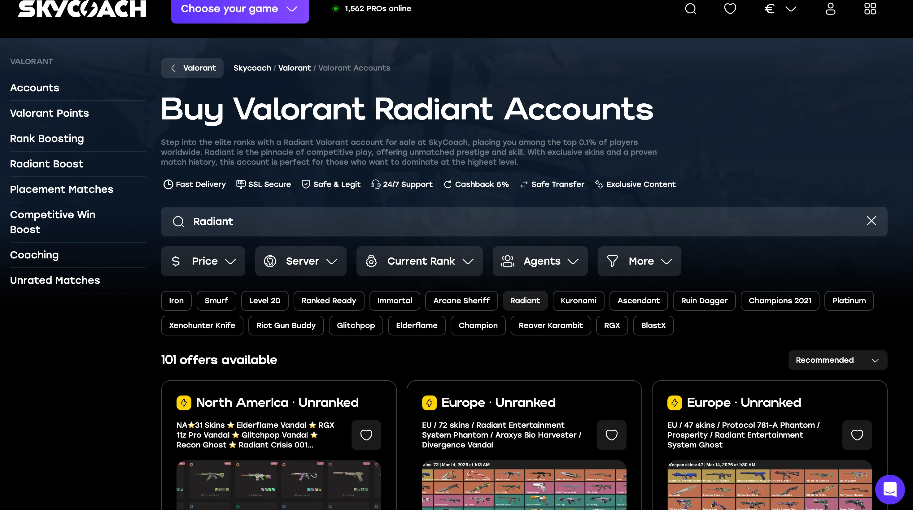top sites to buy valorant radiant accounts